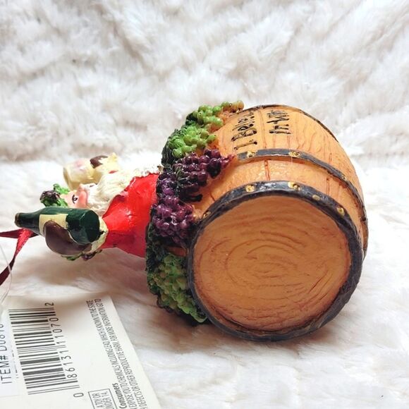 Kurt Adler I Believe in Wine Ornament Santa Claus Sitting on Barrel D0810 New - Picture 4 of 9
